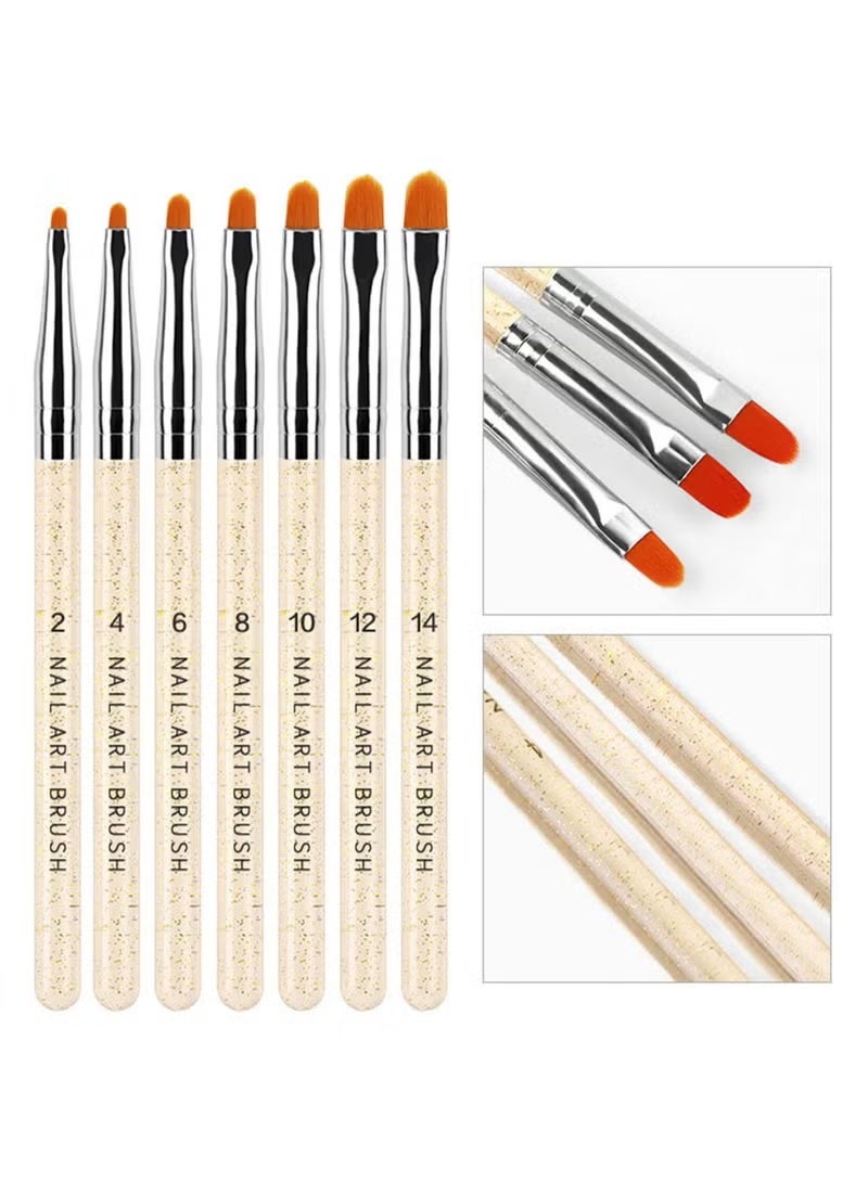 Gecomo 7PCS Nail Art UV Gel Brush Set Acrylic Nail Brushes Extension Gel Builder Brush Nail Painting Pen for Home Salon Use - Image 5