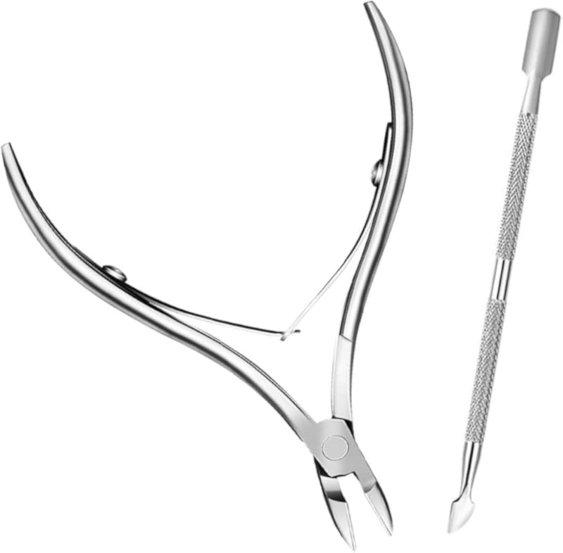 2Pcs Cuticle Clipper Tools Cuticle Cutter Cuticle Pusher Professional Nipper Stainless Steel Cuticle Trimmer Cuticle Remover, Durable Dead Skin Pusher Pedicure Manicure Tools for Manicure and Pedicure