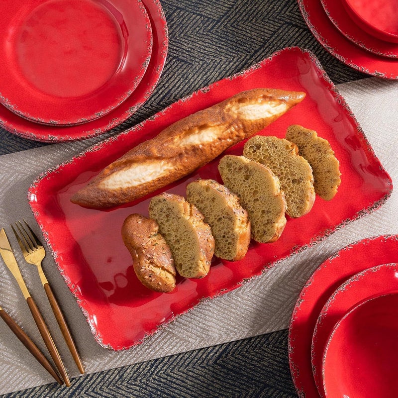 ZAROCRUS Melamine Serving Platters set of 2 17 x 10 Large Reusable BPA Free Rectangular Party TrayPlatters for Serving Appetizers Fruits On Christmas and all OccasionsRed - Image 3
