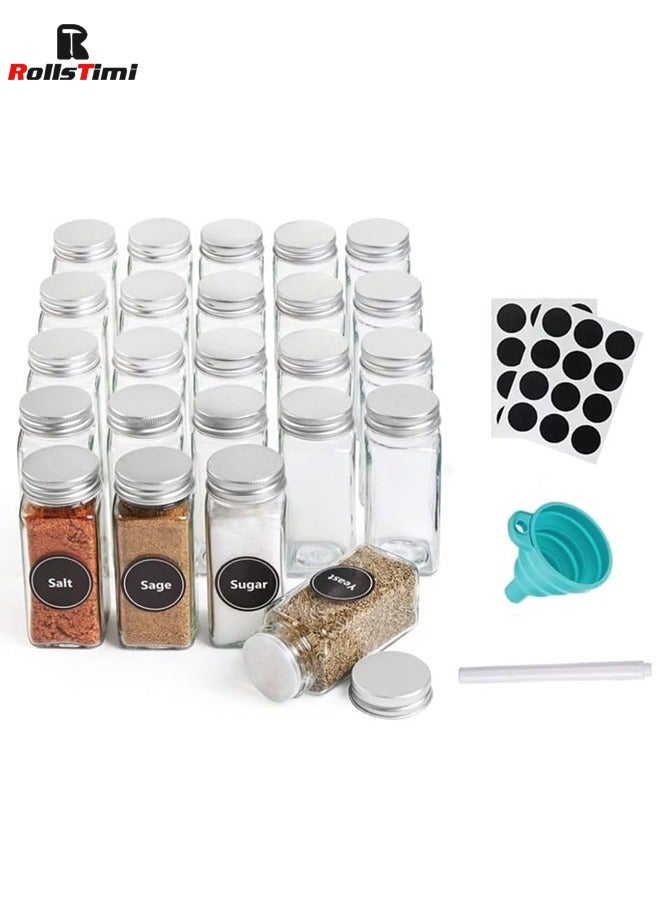 RollsTimi  24-Piece Glass Spice Jar Set With Labels Multicolour 10.5x4.3cm  - Image 1