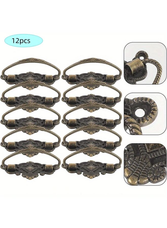 12pcs Vintage Bronze Wreath Drawer Pulls 2.91 x 1.85 Inch Metal Cabinet Handles With Screws - Image 2