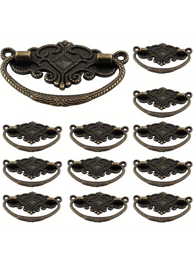 12pcs Vintage Bronze Wreath Drawer Pulls 2.91 x 1.85 Inch Metal Cabinet Handles With Screws - Image 4