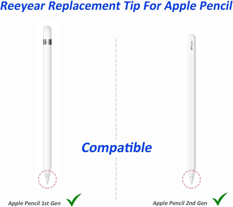 نصائح استبدال REEYEAR متوافقة مع Apple Pencil 2 الجيل iPad Pro Pencil - رأس Apple Pencil iPencil لـ iPad Apple Pencil 1st/Pencil 2 الجيل أبيض 2 عبوات - Image 2