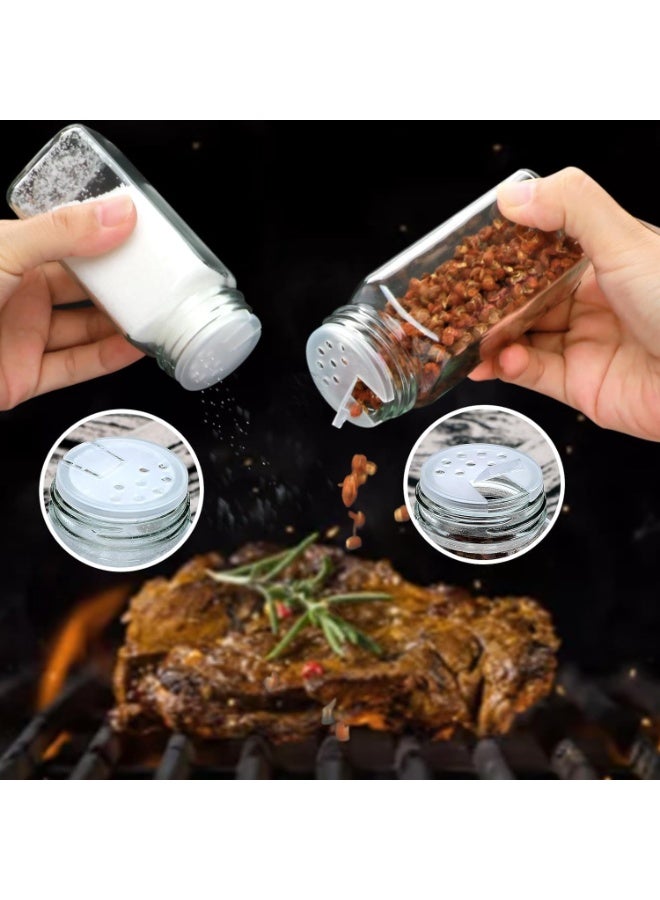 أنمي 24 قطعة برطمانات توابل زجاجية مع ملصقات-4 أوقية غطاء خشب أكاسيا-حاويات توابل مربعة مع ملصقات توابل مزرعة بسيطة وقمع قابل للطي - زجاجات تخزين التوابل لرف توابل ، خزانة ، درج - Image 4