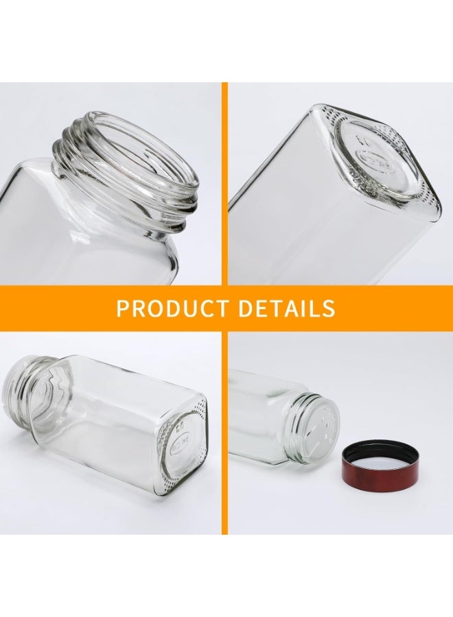 أنمي 24 قطعة برطمانات توابل زجاجية مع ملصقات-4 أوقية غطاء خشب أكاسيا-حاويات توابل مربعة مع ملصقات توابل مزرعة بسيطة وقمع قابل للطي - زجاجات تخزين التوابل لرف توابل ، خزانة ، درج - Image 3