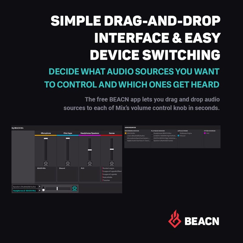 BEACN Mix USB C Audio Controller | Windows Audio Mixer for PC Gaming or Work | 4-Channel Audio Control with 5" Full-Color Display & Precision Knobs | Drag-and-Drop Customization (White) - Image 4