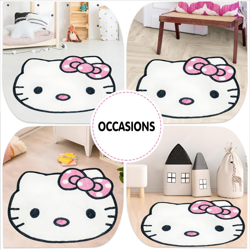 Hurig Super Soft Kitty Rugs Cute Area Rug for Room Decor Girls Bedroom Decoration Cashmere Mat - Image 3