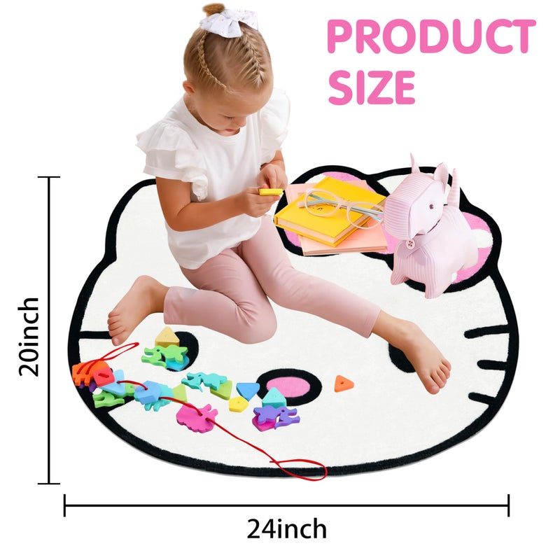 Hurig Super Soft Kitty Rugs Cute Area Rug for Room Decor Girls Bedroom Decoration Cashmere Mat - Image 4