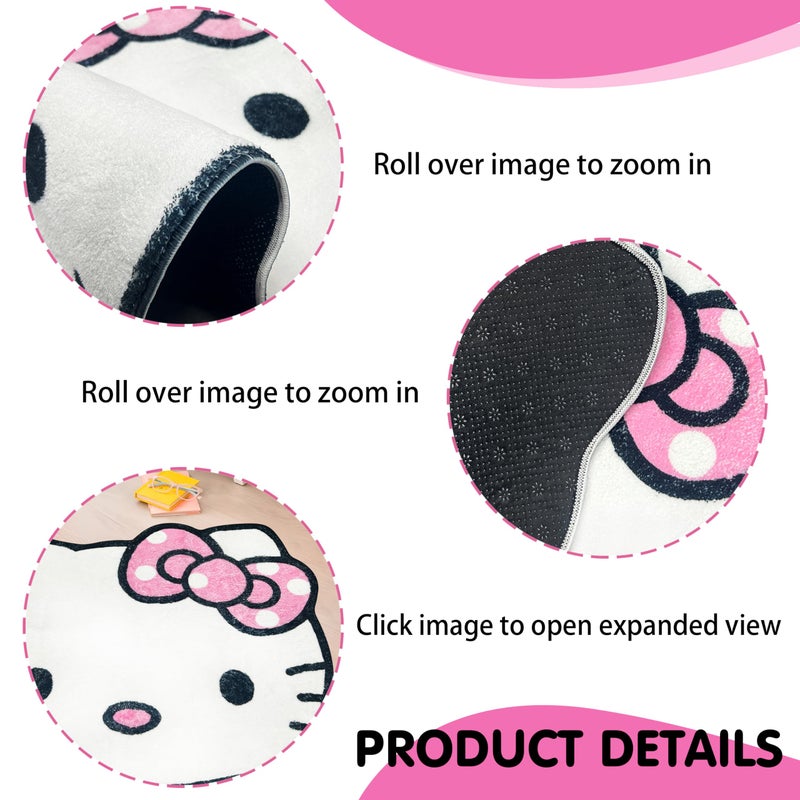 Hurig Super Soft Kitty Rugs Cute Area Rug for Room Decor Girls Bedroom Decoration Cashmere Mat - Image 5
