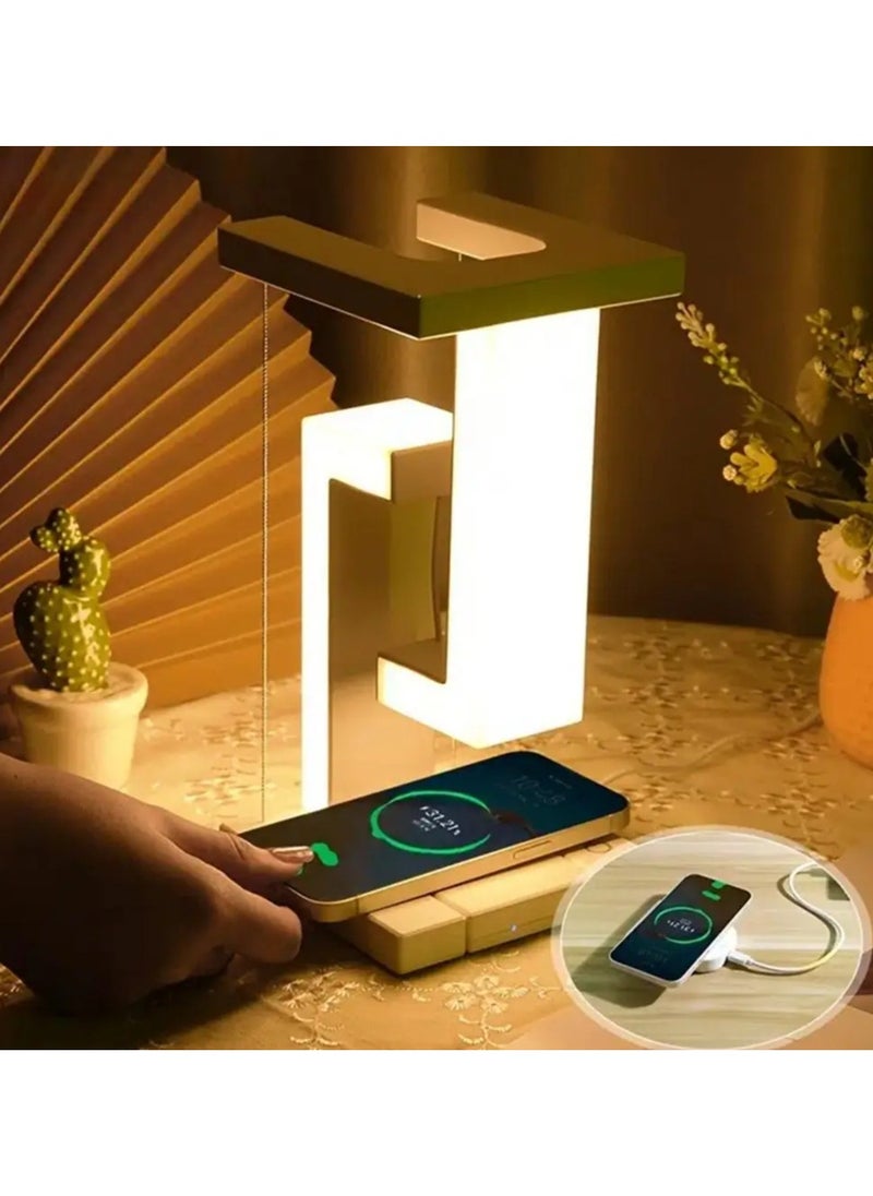 LED Night Lamp For Bedroom Decor Creative Physics Balance Suspension Table Desk Lamp Wireless Charger Home Decor Bedroom Light