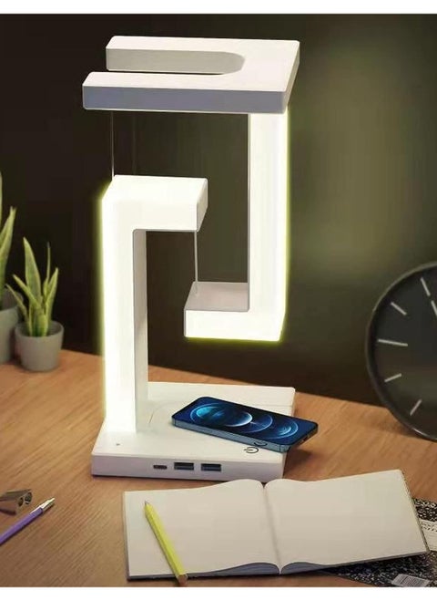 LED Night Lamp For Bedroom Decor Creative Physics Balance Suspension Table Desk Lamp Wireless Charger Home Decor Bedroom Light