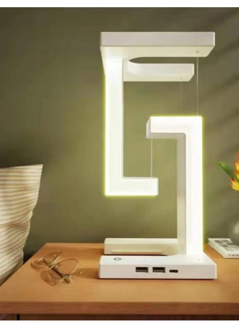 LED Night Lamp For Bedroom Decor Creative Physics Balance Suspension Table Desk Lamp Wireless Charger Home Decor Bedroom Light