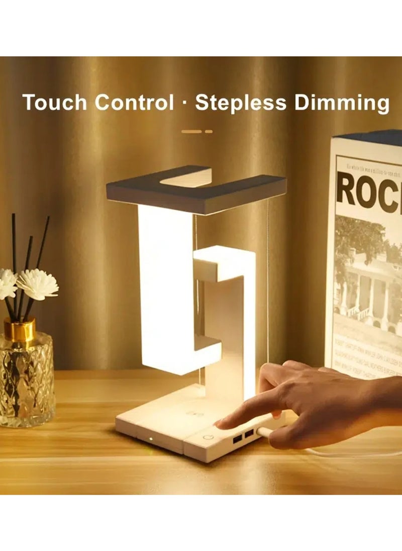 LED Night Lamp For Bedroom Decor Creative Physics Balance Suspension Table Desk Lamp Wireless Charger Home Decor Bedroom Light
