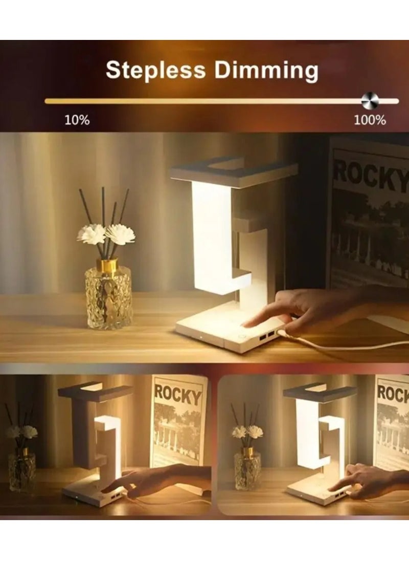LED Night Lamp For Bedroom Decor Creative Physics Balance Suspension Table Desk Lamp Wireless Charger Home Decor Bedroom Light