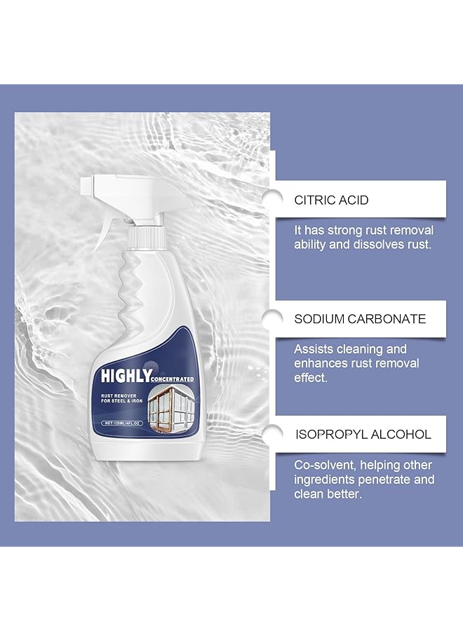 KASTWAVE Rust Remover Spray, 120Ml Multipurpose Dissolver Without Damaging Craft, Heavy Duty Rust Remover For Metal Surfaces, Metal Cleaner For Home Care, Auto Maintenance - Image 3