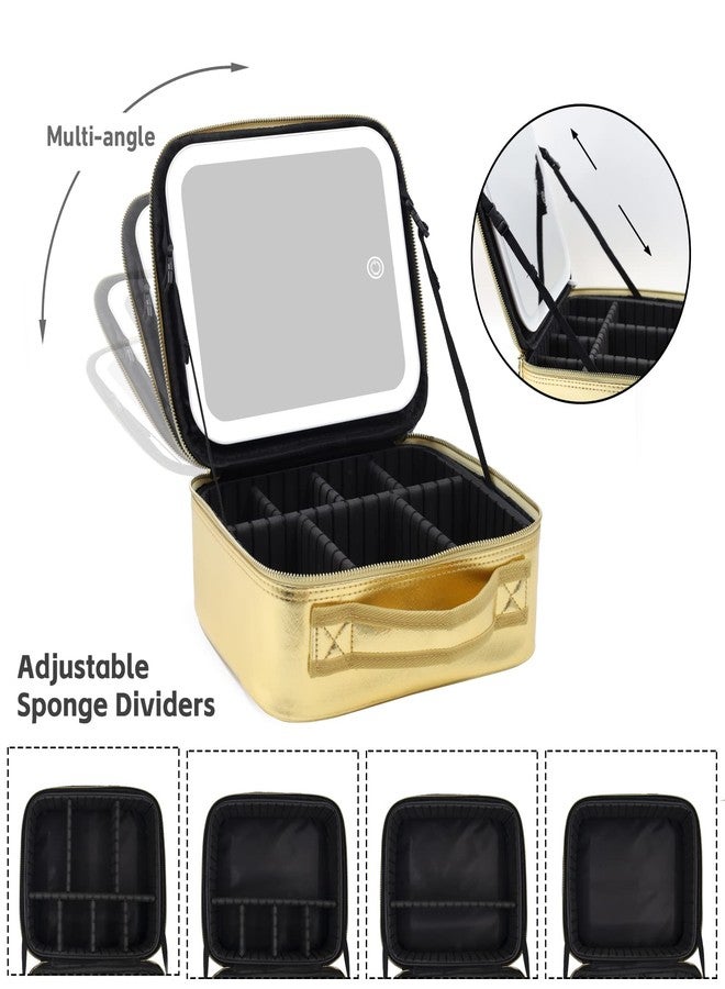 اروتيد حقيبة مكياج RRtide مزودة بمرآة وإضاءة، حقيبة مكياج للسفر مع مرآة مضيئة، حقيبة مستحضرات تجميل قابلة للتقسيم مع 3 ألوان إضاءة، منظم مكياج مع فواصل قابلة للتعديل ولوحة فرشاة كبيرة - Image 5