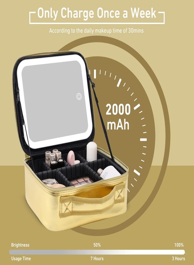 اروتيد حقيبة مكياج RRtide مزودة بمرآة وإضاءة، حقيبة مكياج للسفر مع مرآة مضيئة، حقيبة مستحضرات تجميل قابلة للتقسيم مع 3 ألوان إضاءة، منظم مكياج مع فواصل قابلة للتعديل ولوحة فرشاة كبيرة - Image 4