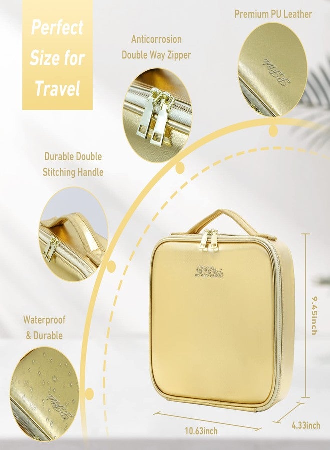 اروتيد حقيبة مكياج RRtide مزودة بمرآة وإضاءة، حقيبة مكياج للسفر مع مرآة مضيئة، حقيبة مستحضرات تجميل قابلة للتقسيم مع 3 ألوان إضاءة، منظم مكياج مع فواصل قابلة للتعديل ولوحة فرشاة كبيرة - Image 3