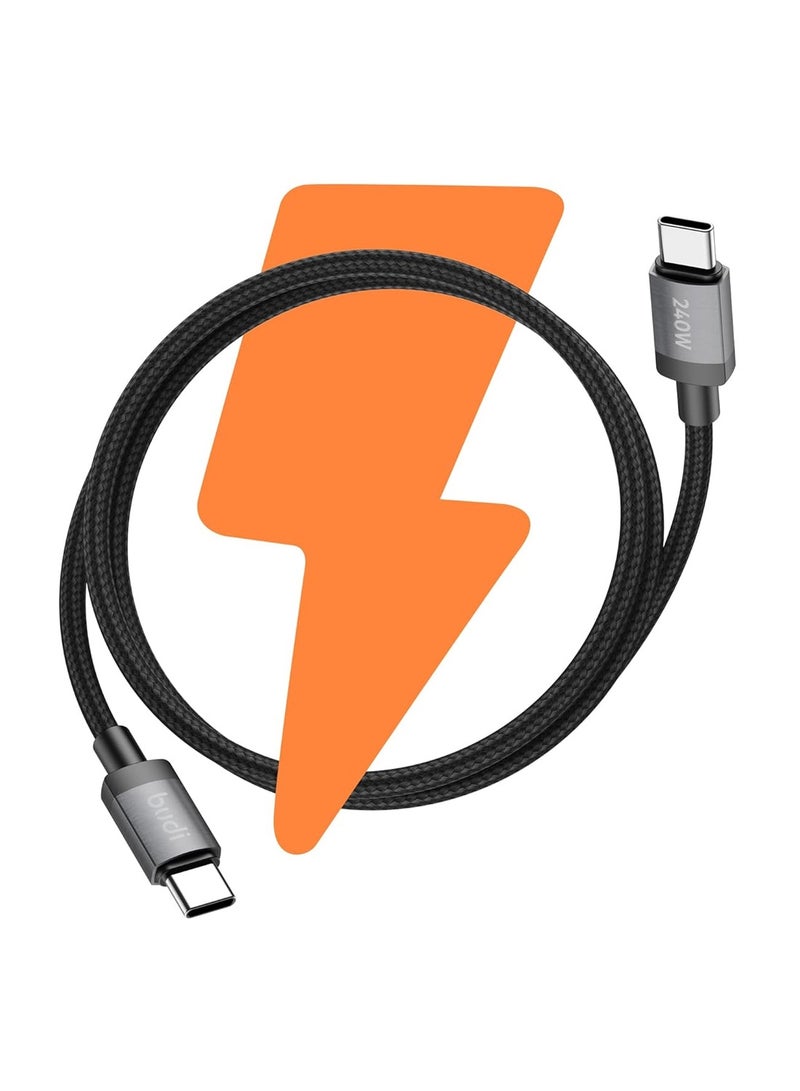 بودي كابل شحن/MYSM من Budi USB C إلى USB C بطول 3 أمتار، قدرة 65 واط، غلاف من الألمنيوم، للاستخدام مع الأجهزة المحمولة - أسود - Image 3