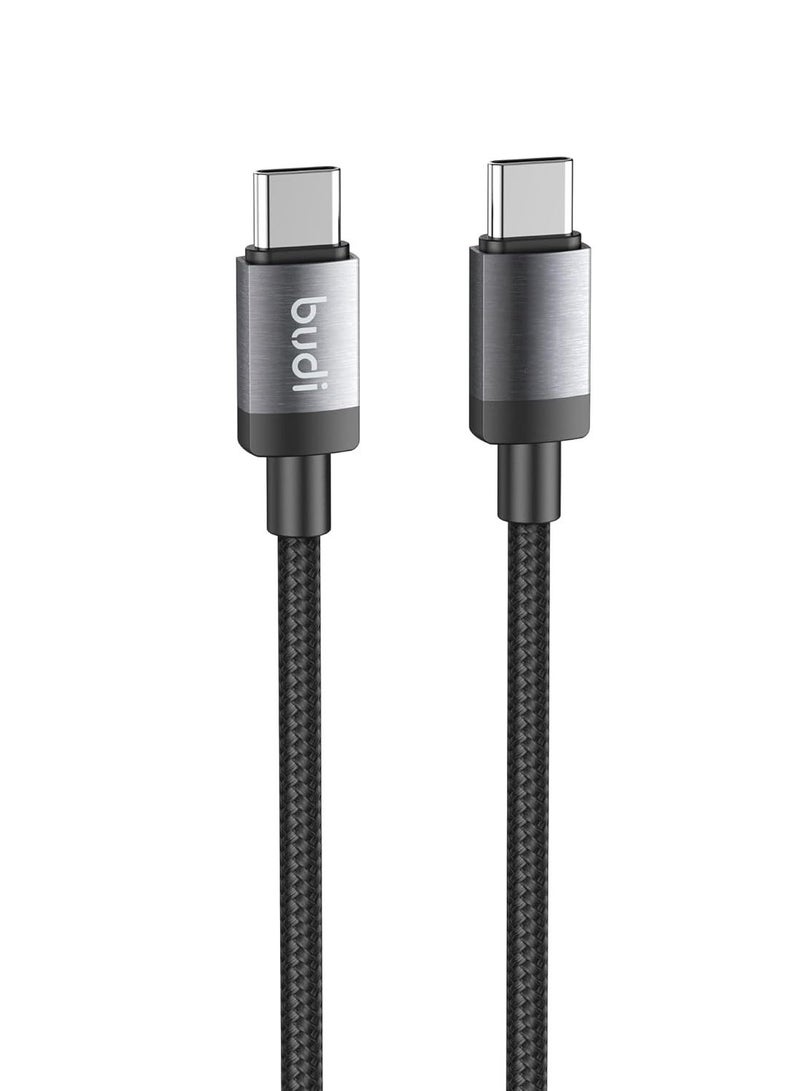 بودي كابل شحن/MYSM من Budi USB C إلى USB C بطول 3 أمتار، قدرة 65 واط، غلاف من الألمنيوم، للاستخدام مع الأجهزة المحمولة - أسود - Image 2