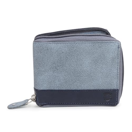 SAMTROH Men's Vegan Leather Zipper Wallet | Slim Bifold Wallet with 5 Card Slots, 2 Hidden Compartments, 1 Coin Pocket, 2 Cash Sections | Stylish Compact Wallet for Everyday Use Travel Office (Grey) - Image 1
