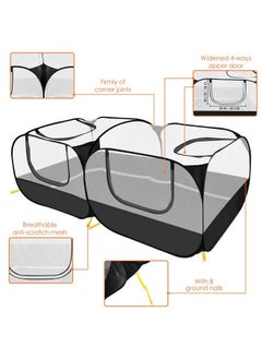 lukovee Small Animals Playpen, Chicken Pen With EscapeProof Detachable Bottom & 4 Zipper Doors, Breathable Foldable Portable Large Chicken Run Coop For Puppy Duck Kitten Rabbits Outdoor Yard (Black)  - Image 4