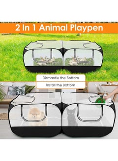 lukovee Small Animals Playpen, Chicken Pen With EscapeProof Detachable Bottom & 4 Zipper Doors, Breathable Foldable Portable Large Chicken Run Coop For Puppy Duck Kitten Rabbits Outdoor Yard (Black)  - Image 5