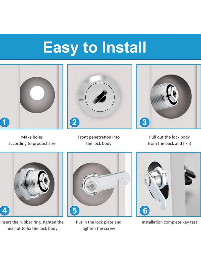 SANMUGEED 16mm Cam Lock, Cupboard Cabinet Door Locks, Drawer Cabinet Locking Security Mailbox Lock Cabinet Drawer Cupboard Cam Lock Letter Box Locks - Image 4