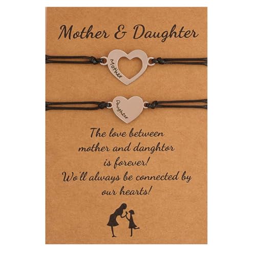 YangQian Mother Daughter Bracelets Set for 2 Matching Bracelets for Mom and Daughter Gift from Mom Daughter Heart Bracelets for Women - Image 1