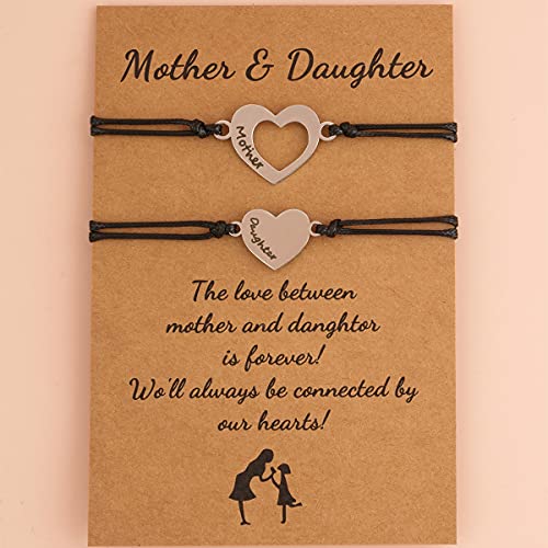 YangQian Mother Daughter Bracelets Set for 2 Matching Bracelets for Mom and Daughter Gift from Mom Daughter Heart Bracelets for Women - Image 2