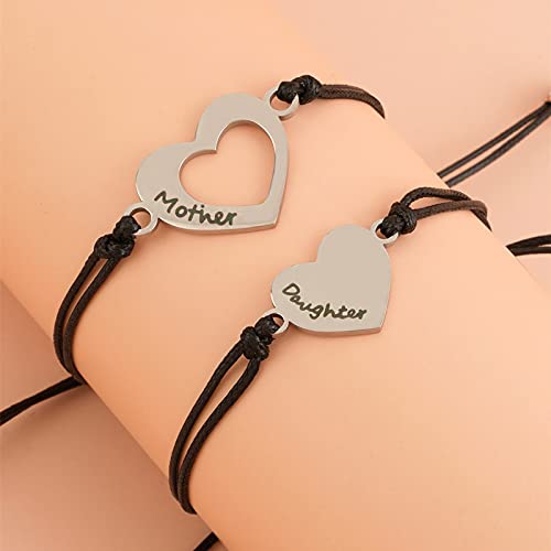 YangQian Mother Daughter Bracelets Set for 2 Matching Bracelets for Mom and Daughter Gift from Mom Daughter Heart Bracelets for Women - Image 4