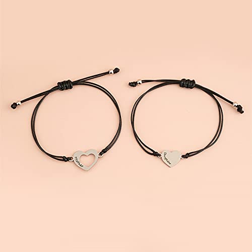 YangQian Mother Daughter Bracelets Set for 2 Matching Bracelets for Mom and Daughter Gift from Mom Daughter Heart Bracelets for Women - Image 5