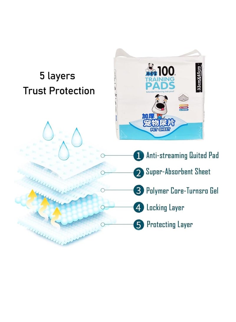 NNC PETS Pet toilet training pads, 5-Layer Leak-Proof Pee Pads for Small breeds, Tear-resistant and Odor controlled, 100Pcs Highly absorbent disposable Pee Pads for Indoor use, Comfortable pad, 45 cm (Blue) - Image 4