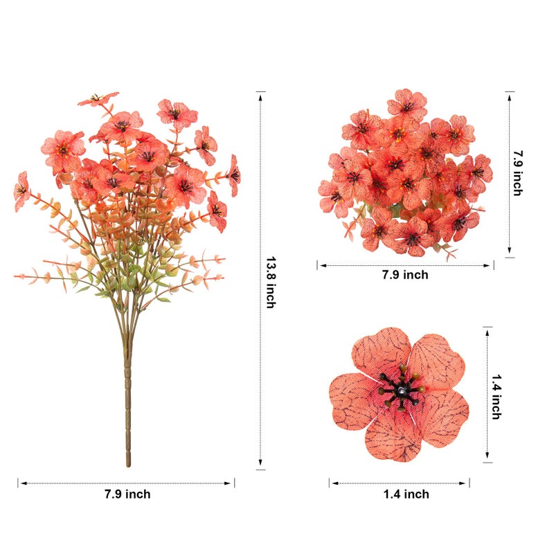 HyeFlora Artificial Fall Flowers Faux Mums for Outdoor Indoor Garden Home Decoration, Faux Flower Daisy with Eucalyptus Leaves Fake Mums Plants Greenery Boxwood Porch Patio, 12 Bundles - Image 4