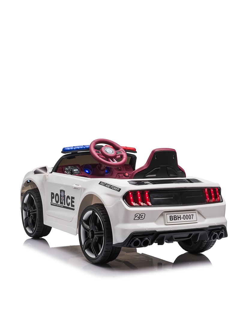 GOLD MANTIS Kids Ride-On Police Car with Remote Control | 12V Electric Car with LED Lights, Siren Sounds, and Music | Rechargeable Battery, Safety Belt, & Realistic Design | Perfect Gift for Boys & Girls  - Image 3
