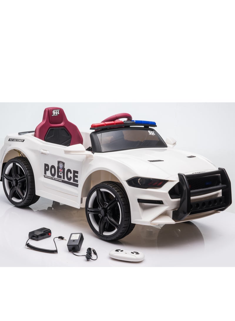 GOLD MANTIS Kids Ride-On Police Car with Remote Control | 12V Electric Car with LED Lights, Siren Sounds, and Music | Rechargeable Battery, Safety Belt, & Realistic Design | Perfect Gift for Boys & Girls  - Image 4