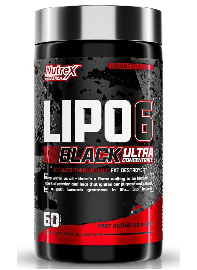 Nutrex Research Lipo-6 Black Ultra Concentrate | Thermogenic Energizing Fat Burner Supplement, Increase Weight Loss, Energy & Intense Focus |Capsule, 60Count  - Image 1