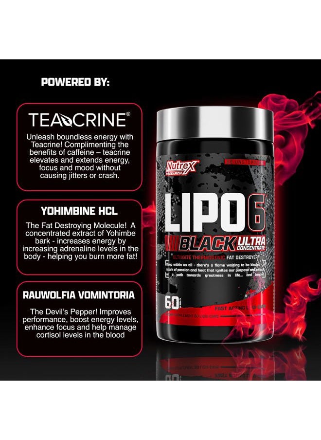 Nutrex Research Lipo-6 Black Ultra Concentrate | Thermogenic Energizing Fat Burner Supplement, Increase Weight Loss, Energy & Intense Focus |Capsule, 60Count  - Image 4