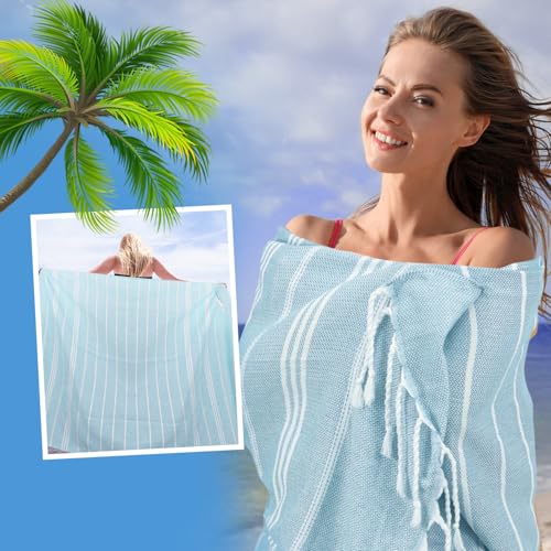 YSYJ Oversized Turkish Beach Towel Giant XXL Beach Towel Quick Dry Sand Free Extra Large Turkish Lightweight XL Beach Blanket for Travel Blue - Image 5