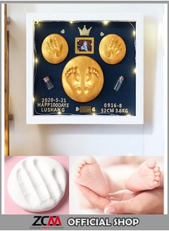 ZCM-HAPPY Memorial Baby Hand and Footprint Kit – Newborn Lanugo Memory Photo Frame Gift Box – Cherished Keepsake for Baby Footprints & Handprints – Perfect Baby Shower Gift Idea With Light  - Image 1