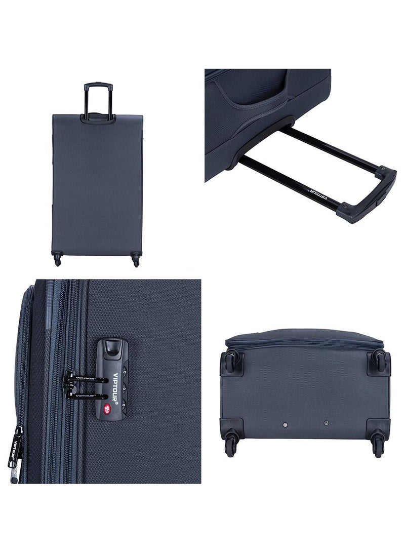 VIPTOUR - Set of 4 Light Weight Polyester Jacqard Trolley Luggage With Number Lock 20,24,28,32 Inches - Image 1