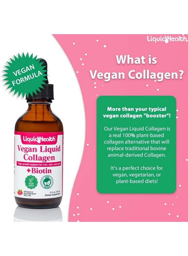LIQUIDHEALTH ليكويد هيلث كولاجين نباتي 100% مع بيوتين 100,000 ميكروغرام قطرات سائلة - كولاجين سائل نباتي للنساء والرجال - لنمو الشعر والأظافر، صحة البشرة، يعزز الأيض - صنع في الولايات المتحدة، غير معدّل وراثيًا (2 أونصة) - Image 2