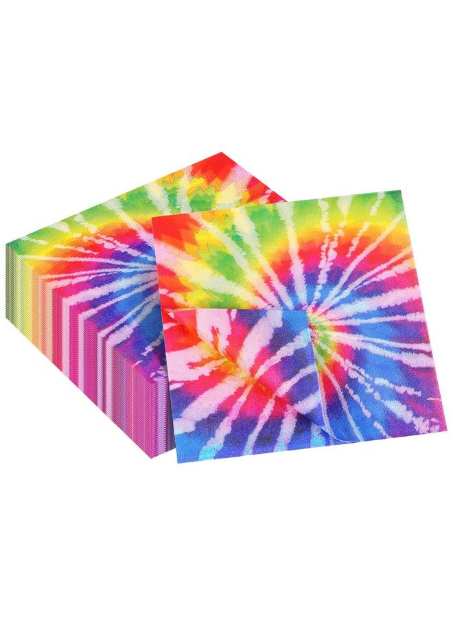 MIKIMIQI 60 Pack Tie Dye Party Decorations Tie Dye Napkins 13 X 13 Inches Hippie Groovy Party Napkins For Birthday Party Supplies Tie Dye Paper Napkins Party Table Decorations (Tie Dye) - Image 2