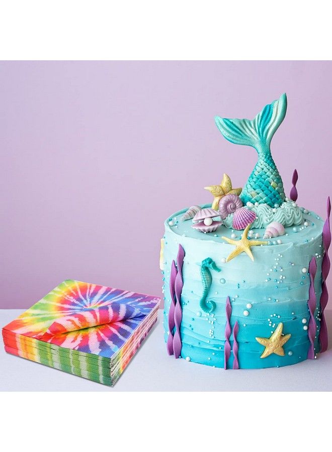 MIKIMIQI 60 Pack Tie Dye Party Decorations Tie Dye Napkins 13 X 13 Inches Hippie Groovy Party Napkins For Birthday Party Supplies Tie Dye Paper Napkins Party Table Decorations (Tie Dye) - Image 3