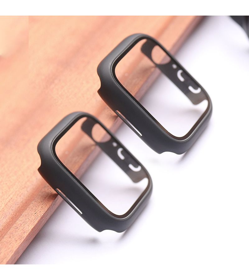 Tempered Glass Screen Protector Case for Apple Watch 46mm Series 10 11 Black - Image 3