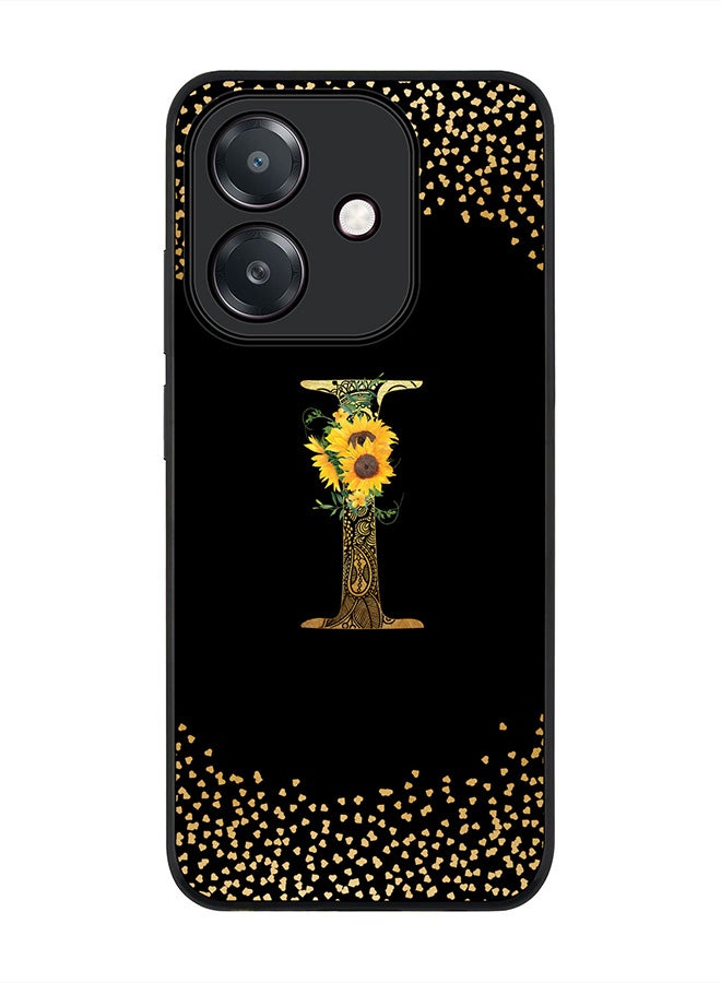 Stylizedd For Oppo A5i Case,Slim fit Camera Protection, Shockproof Thin Phone cover  - Custom Floral Monogram - I ( Black )