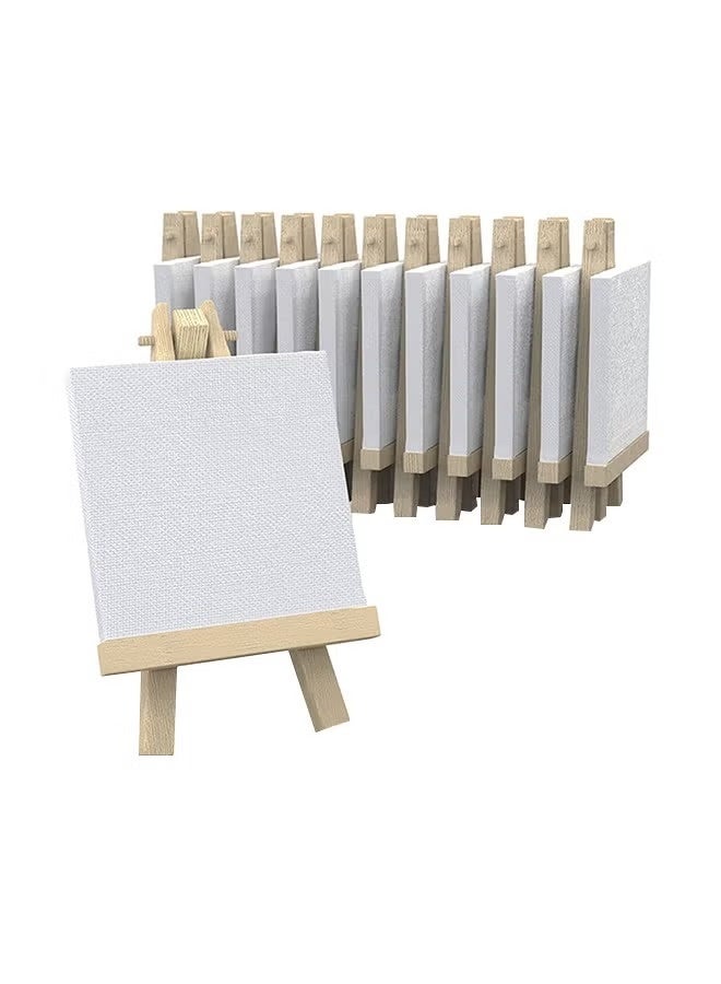 SBC 12-Piece Mini Canvas With  Easel White/Brown - Image 1