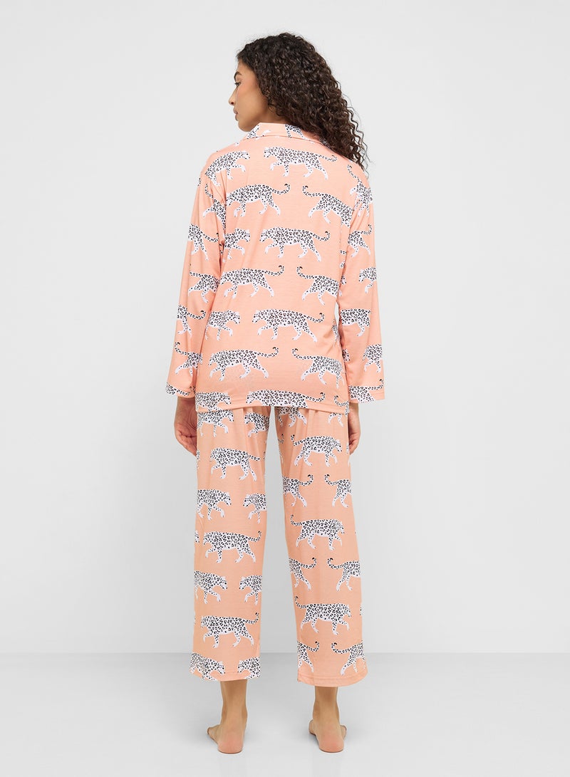 Ginger Cotton Button Up Shirt & Pyjama Set - Image 2