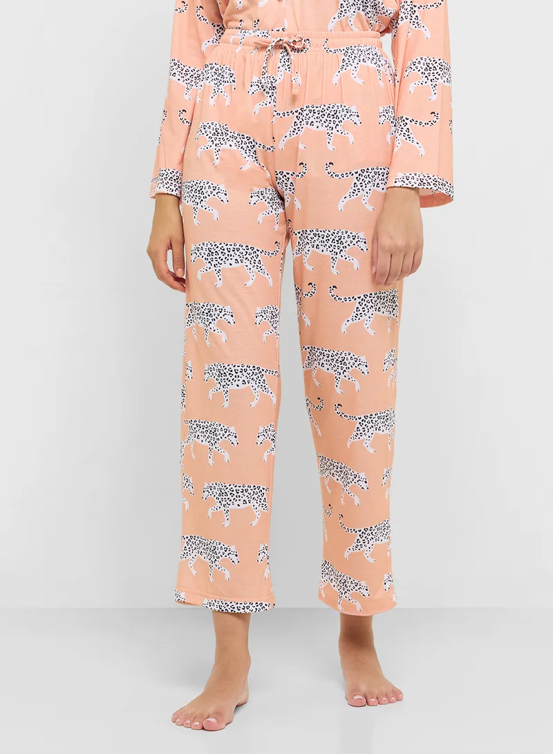 Ginger Cotton Button Up Shirt & Pyjama Set