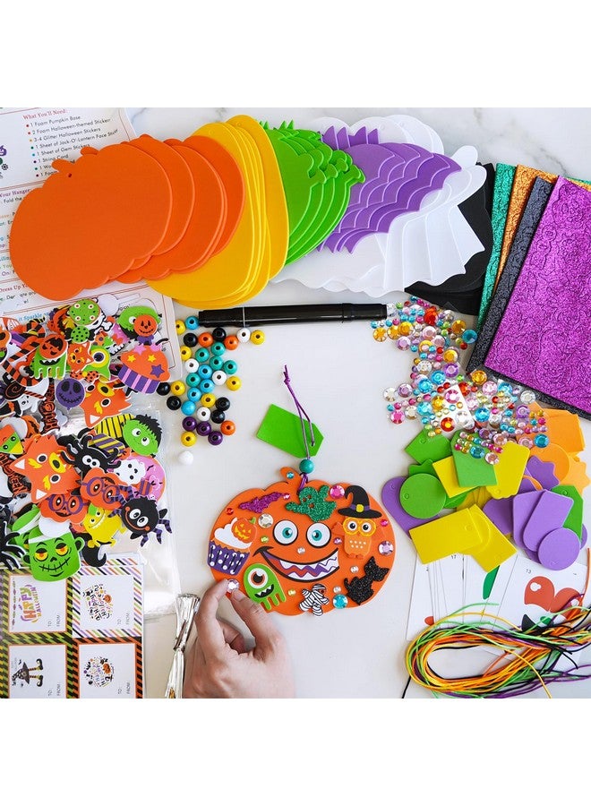 Winlyn 36 Sets Fall Crafts DIY Pumpkin Bat Black Cat Ghost Candy Corn Frankenstein Ornaments Art Sets Halloween Foam Stickers for Kids Classroom Activities Party Treats - Image 2